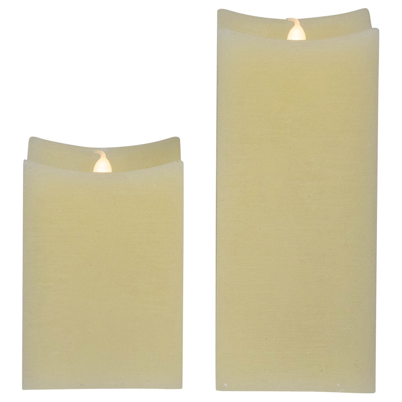 Northlight LED Flickering Flameless Wax Rectangular Candles - 8" - Cream - Set of 2
